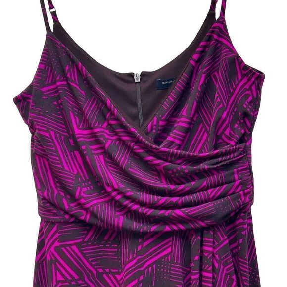 Banana Republic Faux Wrap Dress Women's Small Fuchsia Purple Surplice Geometric - Picture 1 of 12